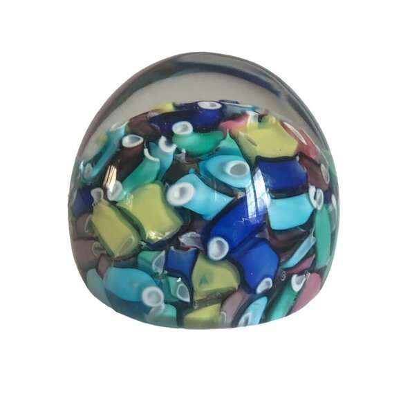 Vintage Murano Glass Confetti Paperweight Fratelli Taso Millefiori Small Multi C - Picture 2 of 10